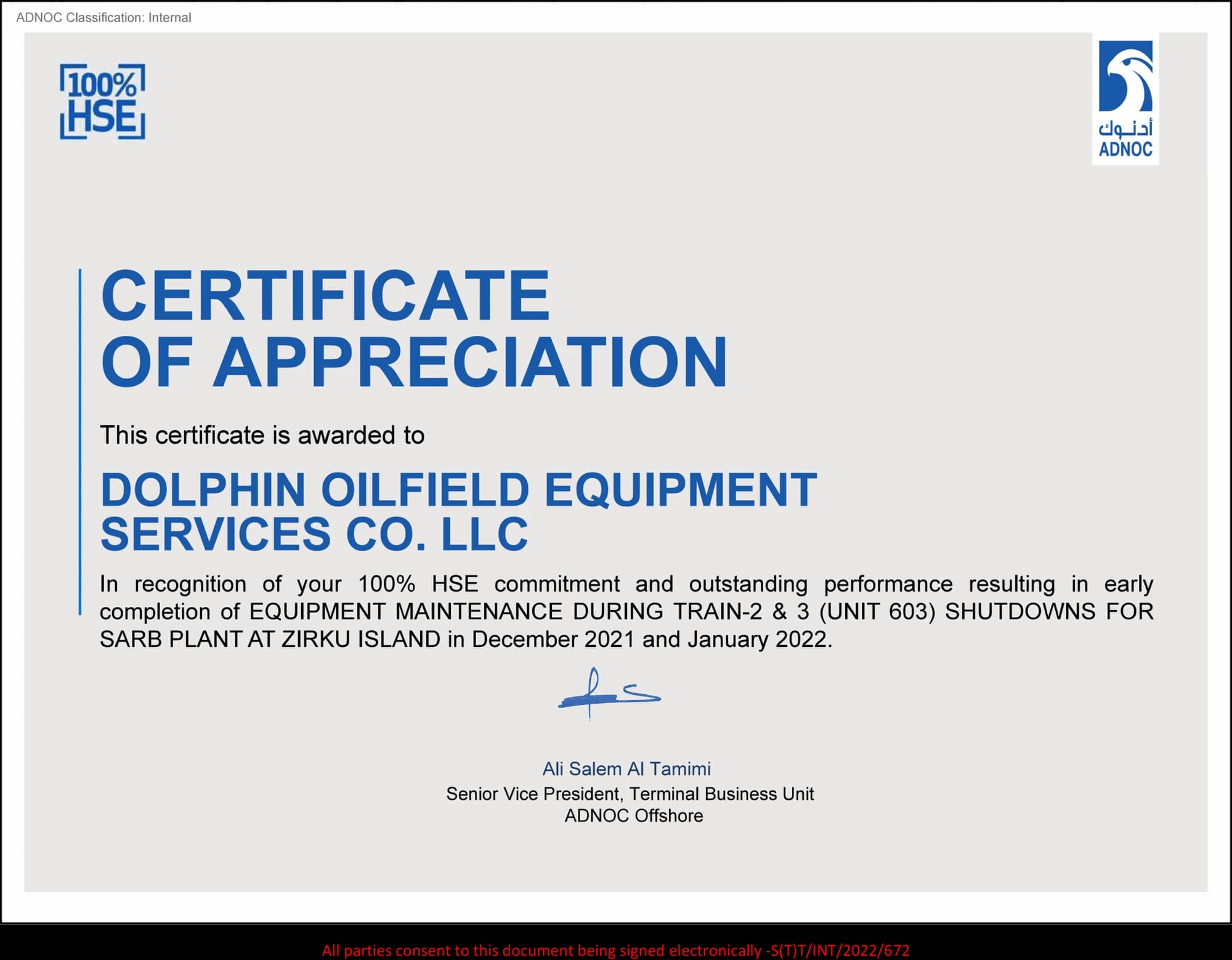 ADNOC Offshore — SARB Plant
